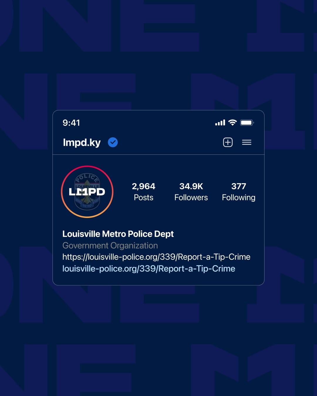 LMPD Instagram profile mockup for lmpd.ky